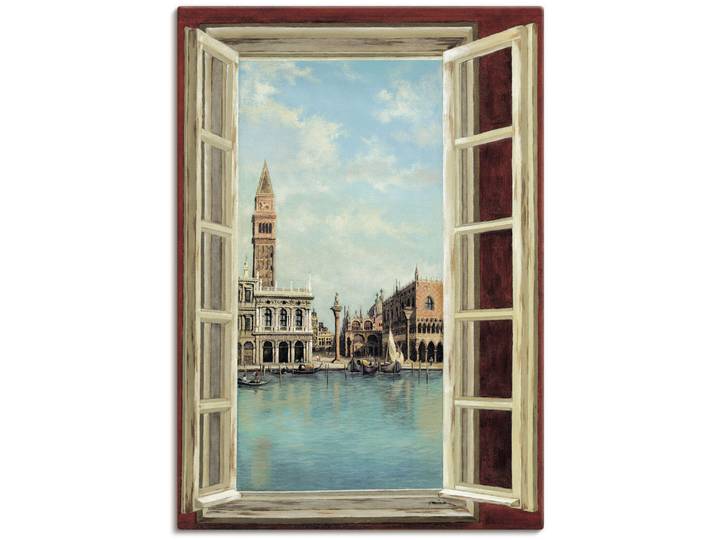 Wandbild ARTLAND Fenster mit Blick auf Venedig , beige (farbe bild(er): naturfarben), B:70cm H:100cm, Bilder, Wandbild, als Leinwandbild, Poster in verschied. Grössen