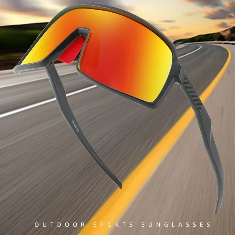 INF Stylische polarisierte Sonnenbrille - Schwarzer Rahmen, rote Quecksilberlinse