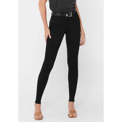 Skinny-fit-Jeans ONLY "ONLROYAL – Skinny-Jeans mit normaler Leibhöhe und Stretch", Damen, Gr. S (36), Länge 32, schwarz, Denim/Jeans, Obermaterial: 69% Baumwolle, 29% Polyester, 2% Elasthan, unifarben, skinny fit, Jeans, unifarben, modisch, skinny...
