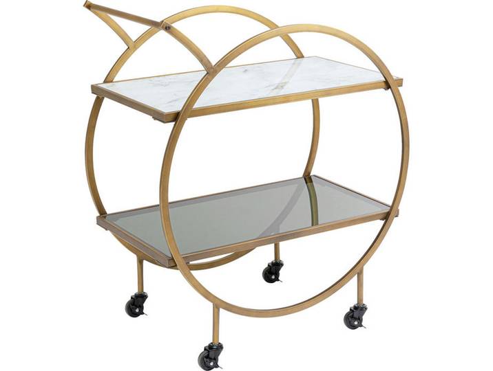 Kare-Design Servierwagen, Messing, Metall, Glas, rechteckig, 40x85x74 cm, Esszimmer, Barmöbel, Barwagen