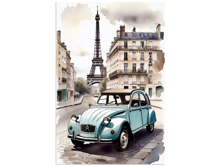Wandbild ARTLAND 2CV - die bekannte Ente , blau (farbe bild(er): farbig), B:20cm H:30cm, Bilder, Wandbild, als Alubild, Leinwandbild, Poster, Wandaufkleber in verschied. Grössen