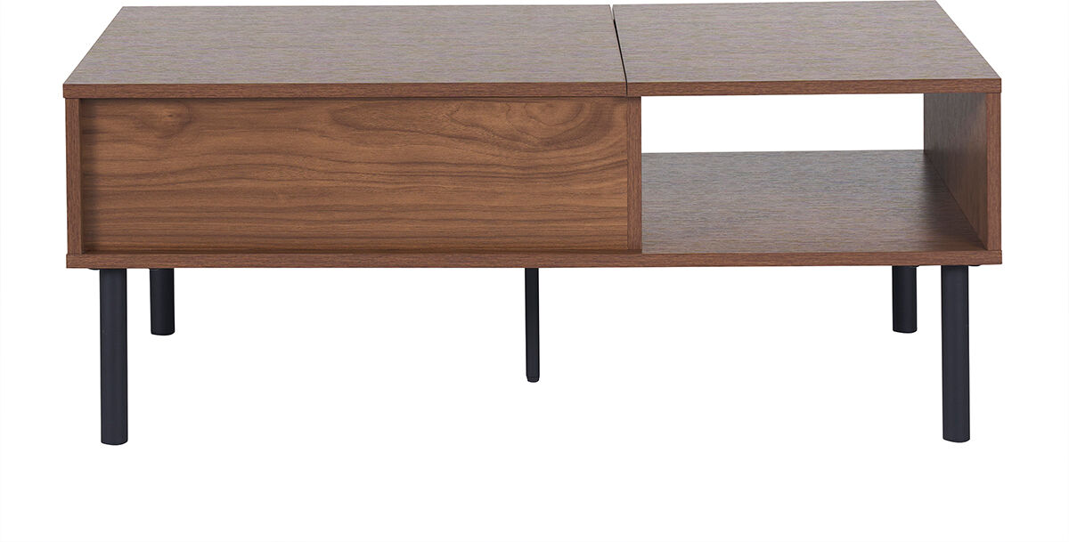 Miliboo Hochklappbarer Couchtisch aus dunklem Holz und Metall B100 cm KANE