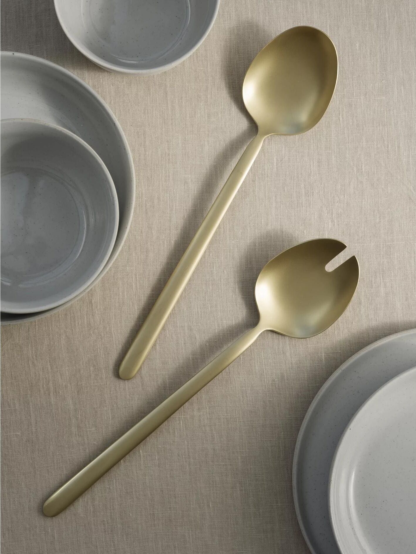 Salatbesteck BLOMUS "Stella 2 Stück", beige (champagner), Edelstahl, Kochbesteck-Sets, Salatbesteck champagner Einheitsgröße