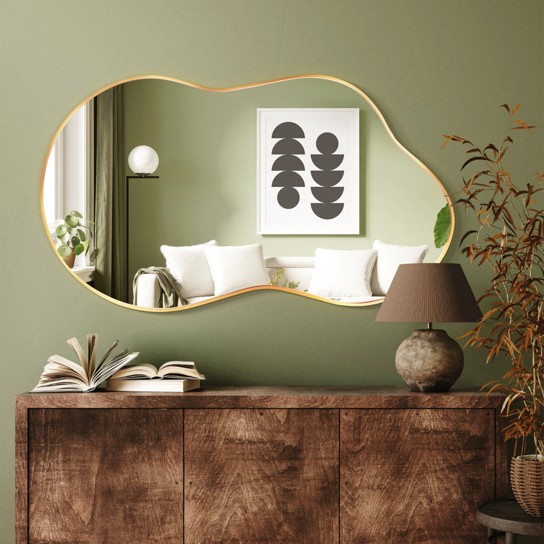 Fairmont Park Irregular Metal Framed Wall Mirror, Asymmetrical Mirrors Gold 116 cm H x 66 cm W