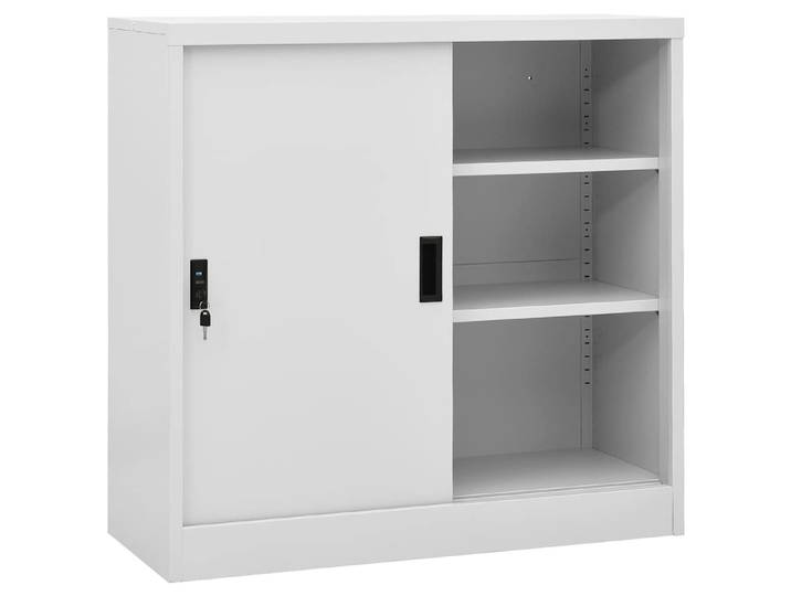 vidaXL Büroschrank mit Schiebetür Hellgrau 90x40x90 cm Stahl