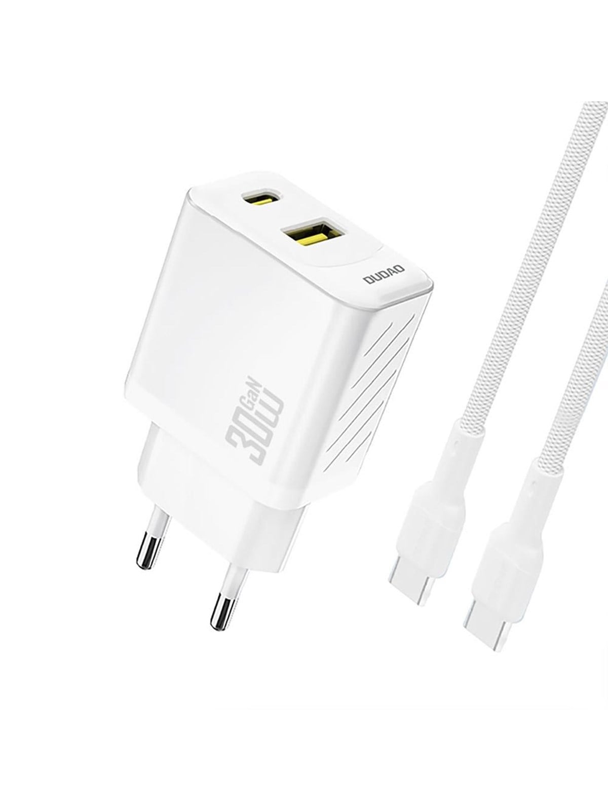 Dudao A27TCEU PD 30W GAN USB-A USB-C wall charger with USB-C cable - white