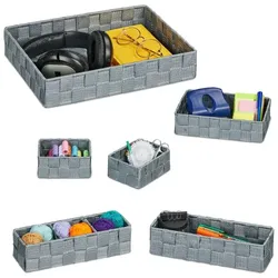 Relaxdays Aufbewahrungskorb 6er Set Grau
