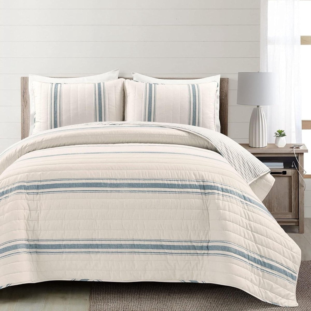 Blauwe omkeerbare dekbedset voor king size bedden