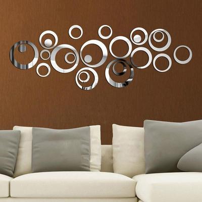 Inspired Deals 3D Acrylic Mirror Wall Stickers 24 Piece DIY Circle Wall Decor For TV Background & Home 3D Acrylic Mirror Wall Stickers 24 Piece DIY Circle Wall Decor For TV Background & Home