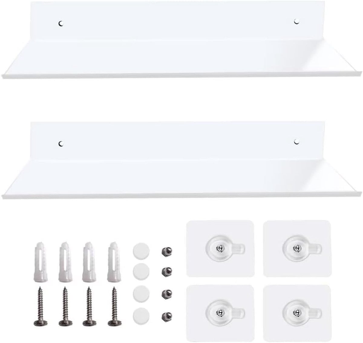 SnelShoppen Set van 2 Zwevende Aluminium Wandplanken, Wit, 30 cm