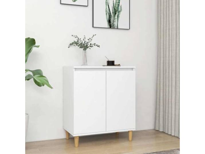 HEFZGDB Sideboard mit Massivholzbeinen in Weiß – Stabiles Sideboard für Wohnzimmer mit skandinavischem Design und reichlich Stauraum zur Aufbewahrung von Multimedia-Geräten, Büchern