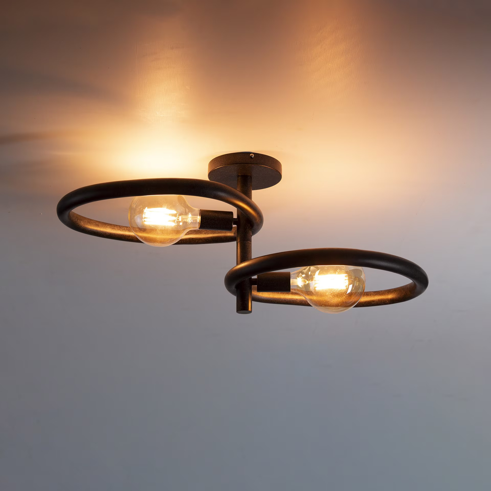LifestyleFurn Plafondlamp Joelle Artic - 2-lampig - Zwart