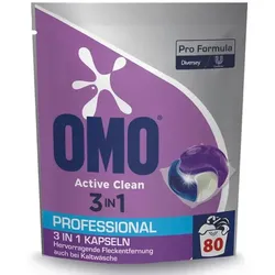 Waschmitteltabs OMO Professional Active Clean 3in1 80 Tabs Waschmittel Pods für Weiß- und Buntwäsche
