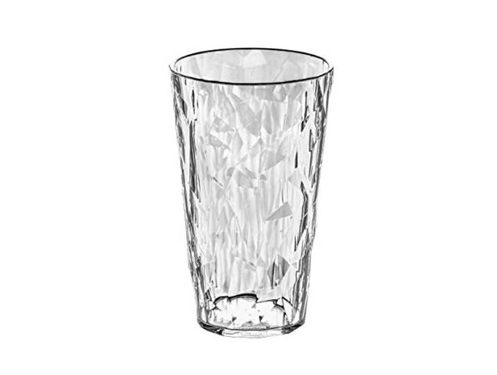 Koziol CLUB L Glas 450 ml Wasser, Eistee, Limonade, Longdrinks Glasklarer Kunststoff, bruchsicher, stapelbar, leicht, wasserabweisend Küche, Picknick, Festival, Camping.