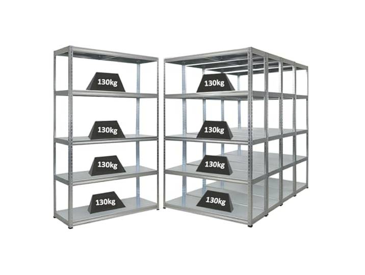 PROREGAL Mega Deal 5er-Sparset Metallregal Steel Eagle 180x120x40cm Fachlast 130kg Verzinkt Schwerlastregal, Küchenregal, Kellerregal, Steckregal, Garagenregal, Lagerregal