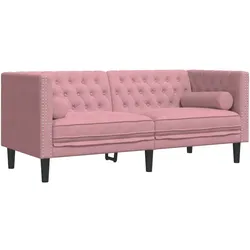 vidaXL Chesterfield-Sofa mit Nackenrollen 2-Sitzer Rosa Samt