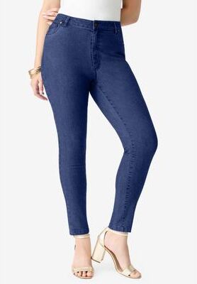 Plus Size Women's Plus Size 24/7 Slim Jean by Denim 24/7 by Roamans in Dark Wash (Size 12 W)