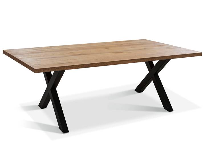 COLORADO Massivholztisch mit X-Beinen, Material Massivholz