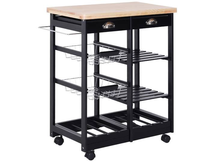 Chariot de cuisine Homcom, chariot auxiliaire multifonctionnel, étagère avec roues en bois