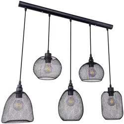 Vintage Käfig Hänge Leuchte Fernbedienung schwarz Decken Lampe Gitter Pendel dimmbar im Set inkl. RGB LED Leuchtmittel