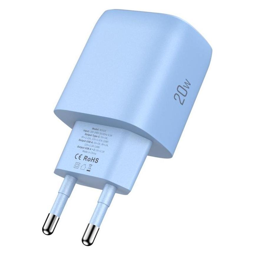 Tech-Protect NCA20 PD 20W QC3.0 USB-A / USB-C Wandladegerät - Blau (20 W, 2 Ports) (60692017)