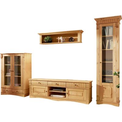 Wohnwand OTTO HOME "Teresa", beige (geölt), Kastenmöbel-Sets, Wohnwand, bestehend aus 1 Vitrine klein, 1 Vitrine groß, 1 Lowboard