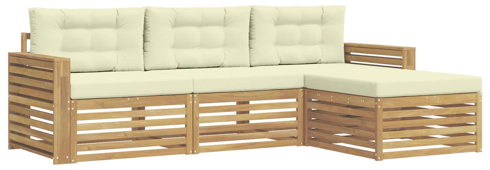 Outdoor-Sofagarnitur 4 Stk. Weiß und Creme