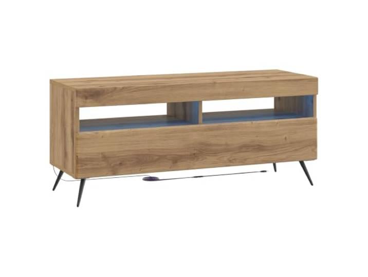 TV-Möbel aus Holz, Farbe Holz, modernes Design Holztechnik, feuchtigkeitsbeständig, flexible LED-Leuchten, platzsparendes schlankes Design, 90° umkehrbare Türen