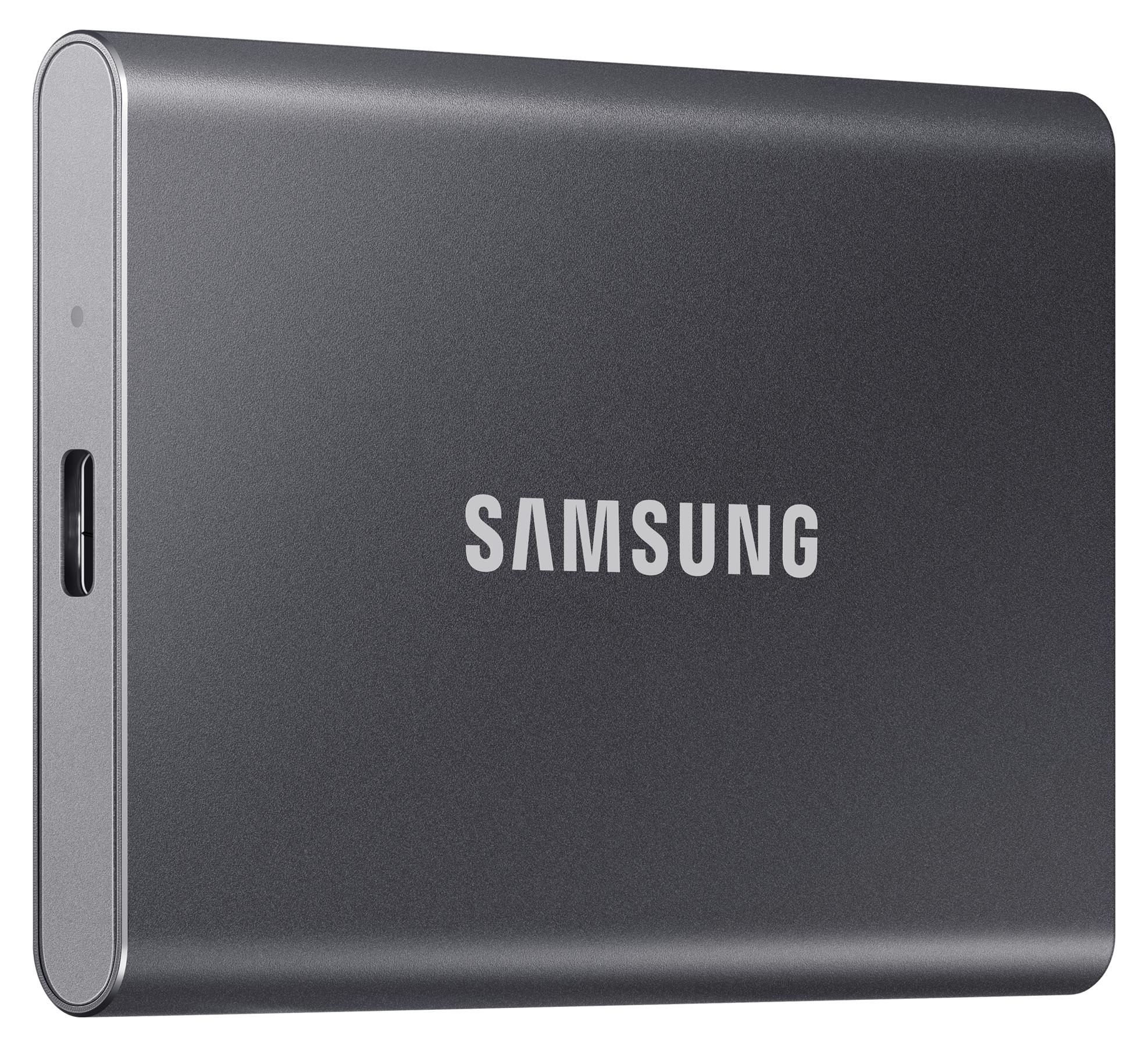 Samsung Portable SSD T7, 2 TB, USB Typ-C, 3.2 Gen 2 (3.1 Gen 2), 1050 MB/s, Passwortschutz, Grau