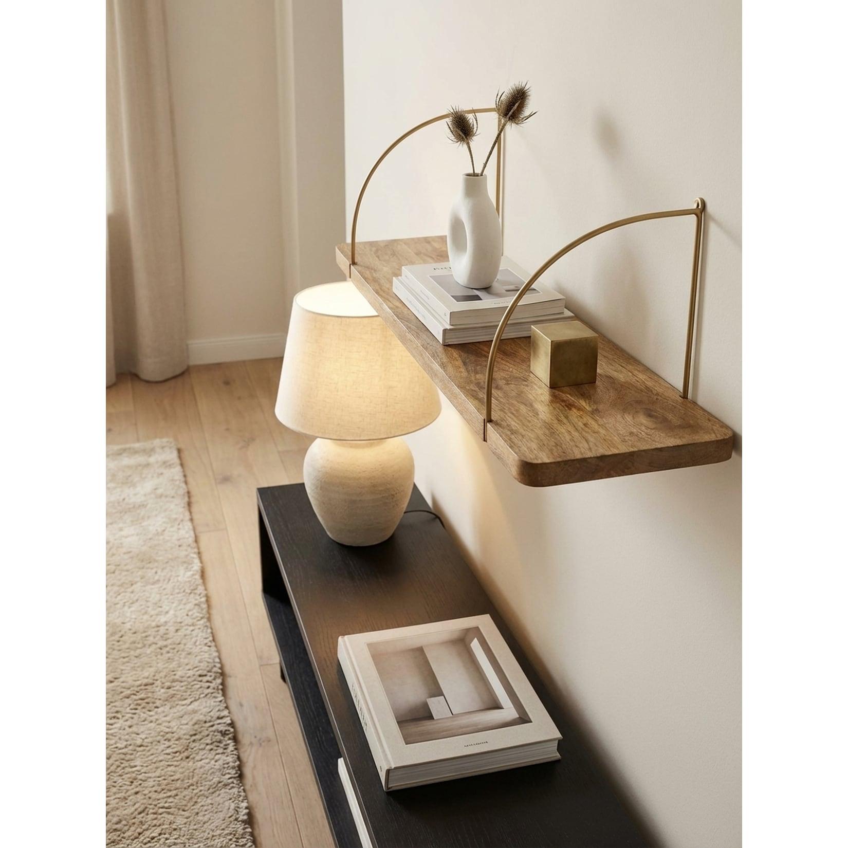 Wandregal Massivholz Metall Kleines Industrial, Mango 80x22x25 cm