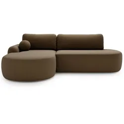 ECKSOFA Aurio O Bouclé-Stoff Braun Links
