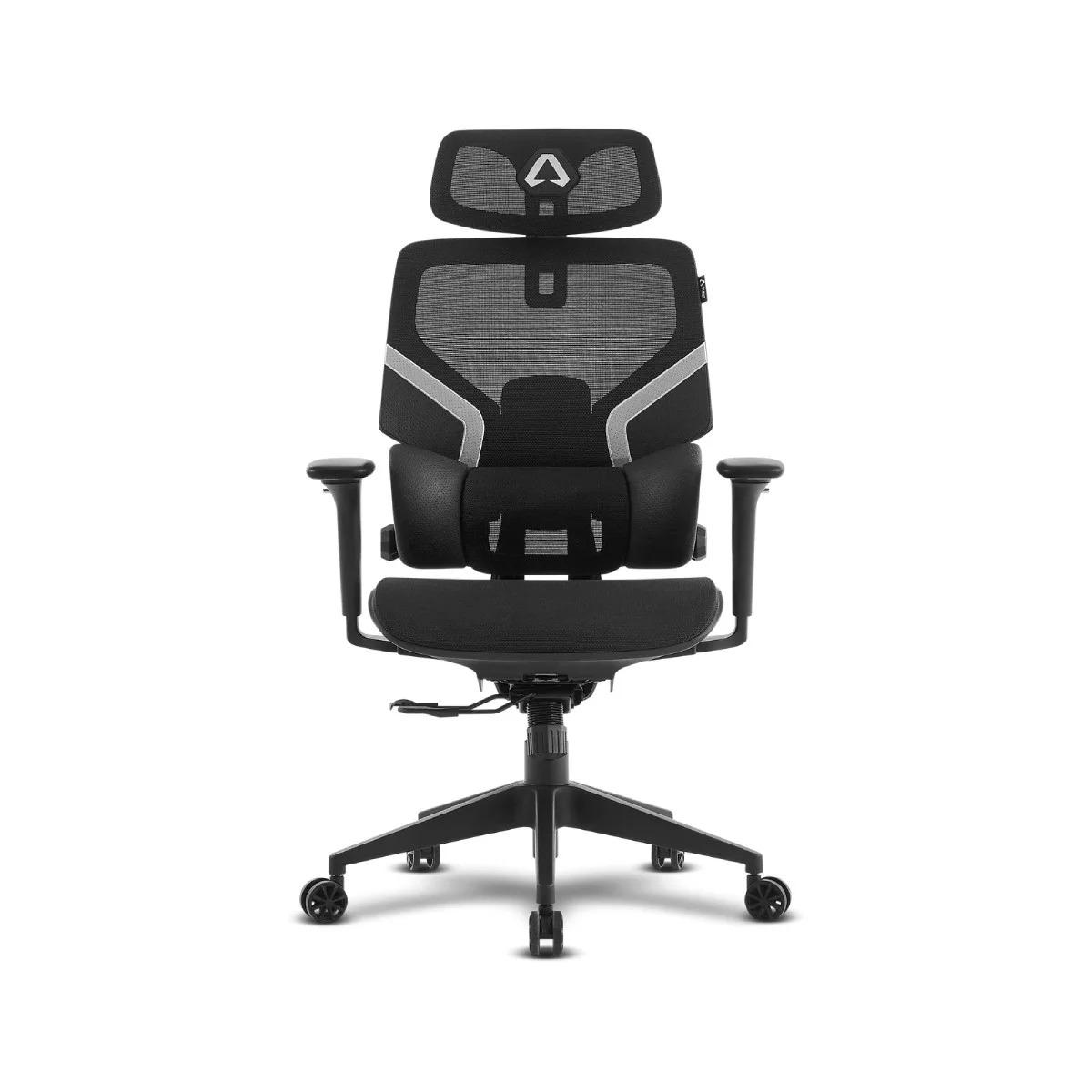 Alpha Gamer Aurora, Gepolsterter, ausgestopfter Sitz, Netz-Rückenlehne, Schwarz, Schwarz, Stoff, Schaum, Stoff