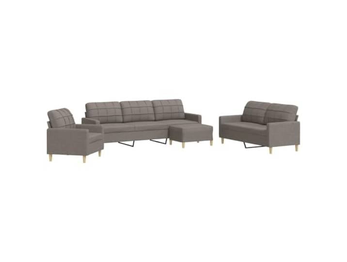 GHVBNMF 4-TLG. Sofagarnitur mit Fußhocker Taupe Polstersofa Set Gemütliches 4-teiliges Couch-Set aus Polsterstoff mit Metallgestell für Wohnzimmer, Arbeitszimmer und Gästezimmer.