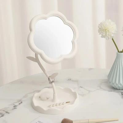 Fusion Finds Sunflower Makeup Mirror With Storage Tray 360 Swivel Vanity Mirror For Bedroom & Dressing Table white