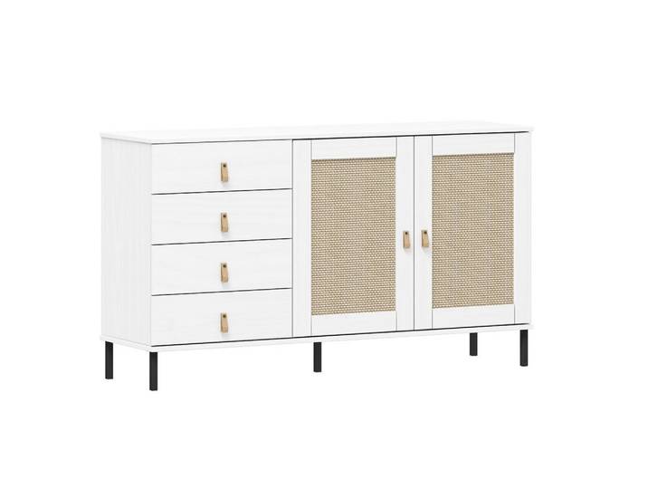 Main Möbel Sideboard Sideboard 140x80cm 'Seattle' Kiefer massiv weiß 4SK & 2 Türen