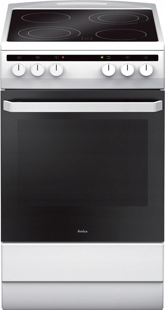 Amica SHC5865W, Freistehender Herd, Weiß, Drehregler, Keramik, 4 Zone(n), Glaskeramik