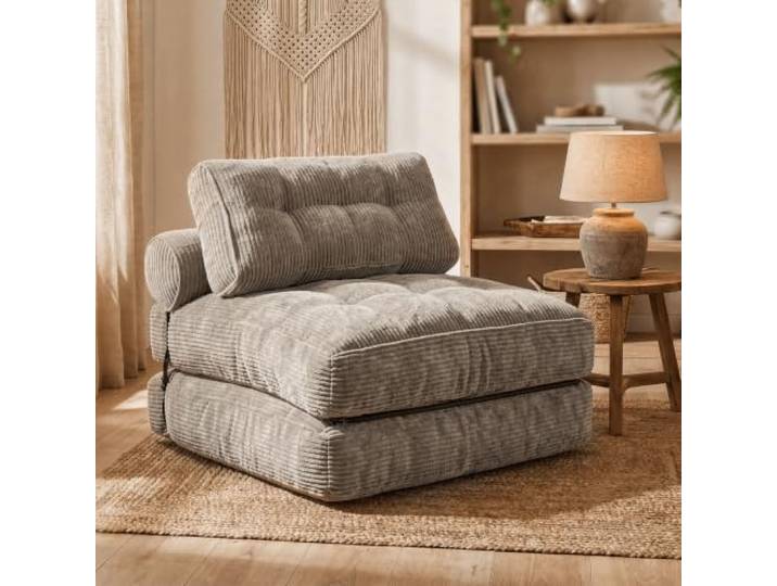 Fabulcozy 4-in-1 Schlafsofa 1-Sitzer, Klappbarer Sessel, Platzsparend und Kompakt Verpackt(Khaki)