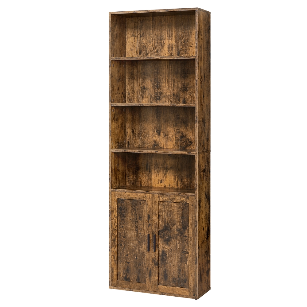 VASAGLE Bücherregal, 6-stöckiges hohes Regal, Standregal mit Türen und offenen Fächern LBCB35402K01
