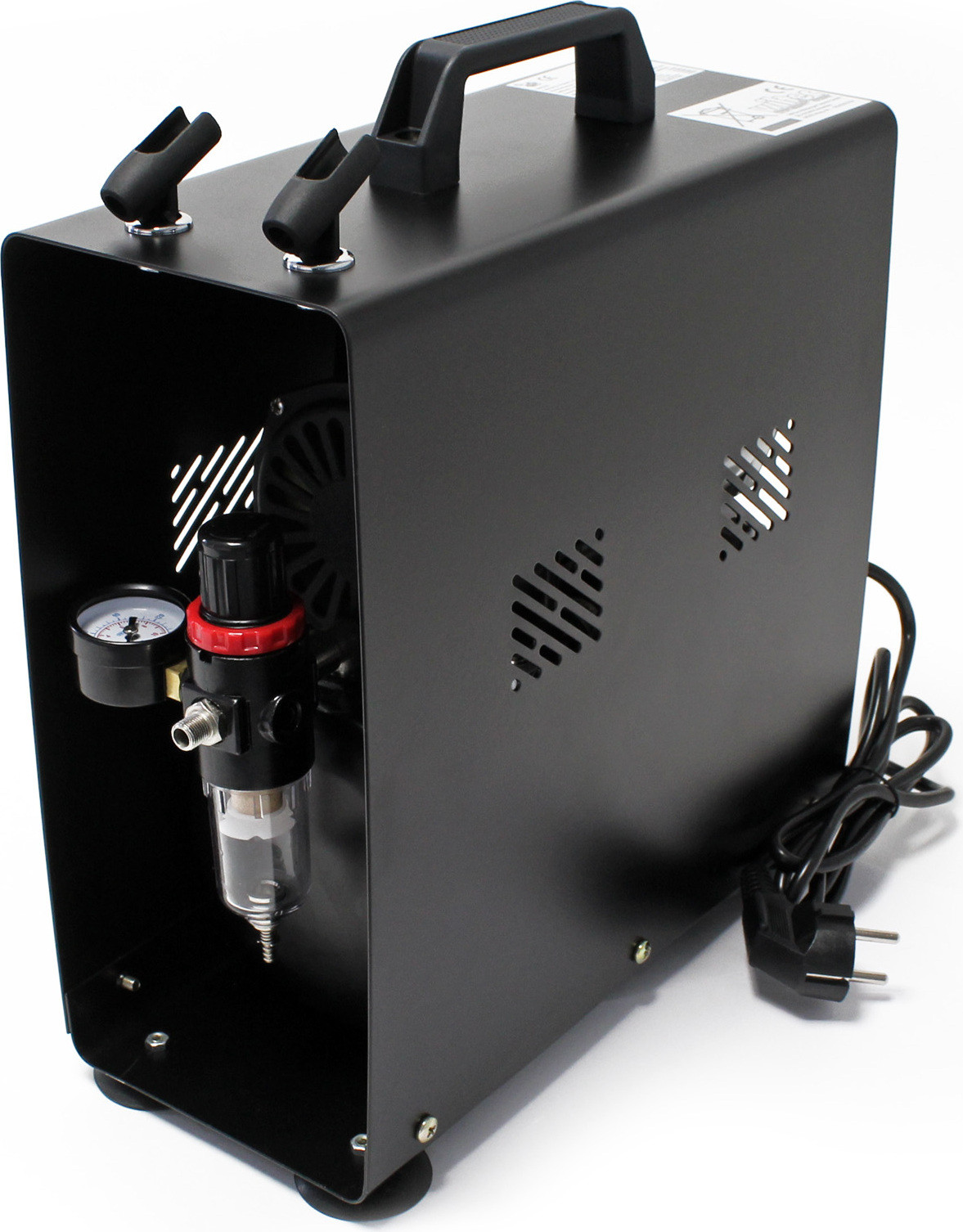 Wiltec AF189A Airbrush-compressor met één cilinder, stille compressor met luchtreservoir en manometer, max. 6 bar