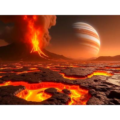 CALVENDO Puzzle Io - Feurige Vulkanfelder über Jupiter | 1000 Teile Lege-Größe 64x48cm Foto-Puzzle für glückliche Stunden
