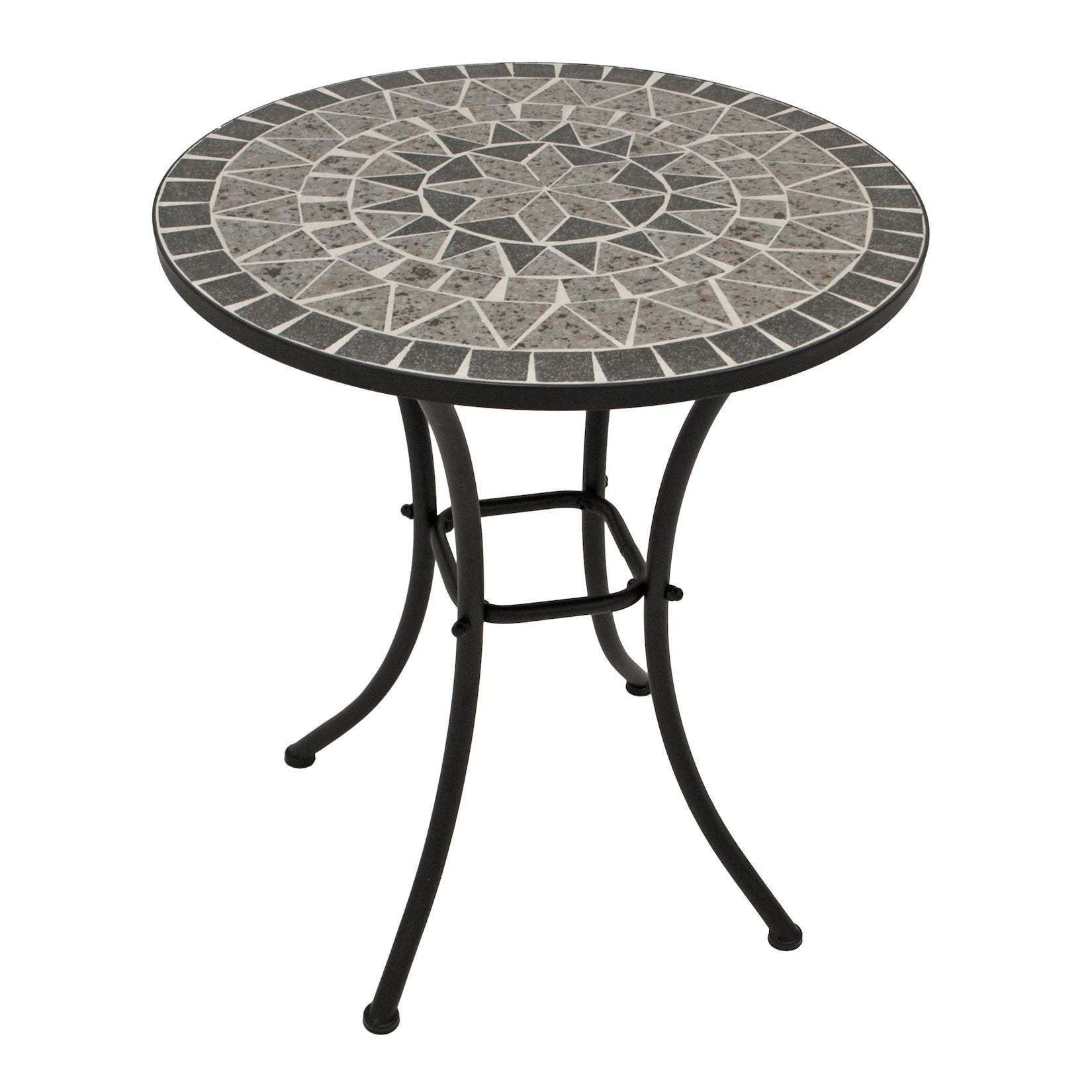 Bistrotisch SIENA 60cm rund, Eisen schwarz und Mosaik grau