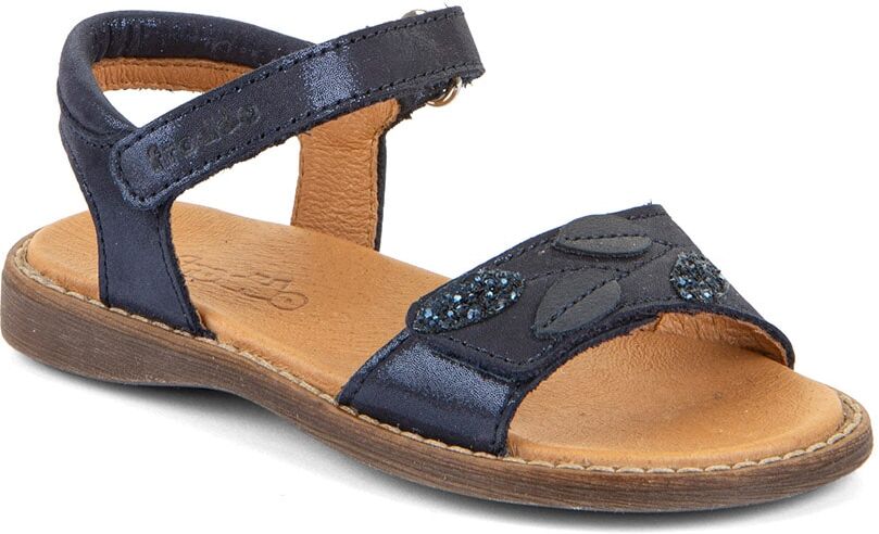 Riemchensandale FRODDO "LORINE_LUNA", Mädchen, Gr. 28, chromfrei gegerbt, blau (dunkelblau), Nubukleder, Glitzer, metallic, festlich, Schuhe Riemchensandale, Sommerschuh, Sandalette, Klettschuh mit Verzierung