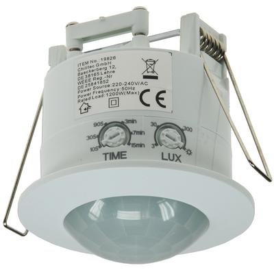 ChiliTec Decken-Einbau-Bewegungsmelder 360° LED geeignet, 6m Detektion, weiß