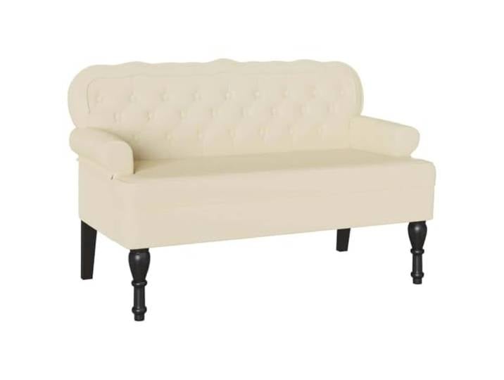 GHVBNMF Chesterfield Bank Creme 119,5 x 64,5 x 75 cm Kunstleder Gepolsterte Sitzbank mit Knöpfen im Chesterfield Stil. Ideal als elegante Polsterbank für Flur und Schlafzimmer.