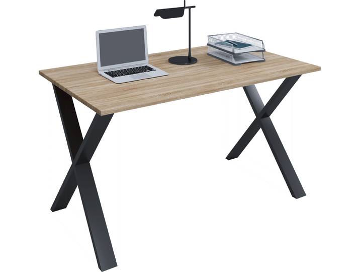 Bureau en bois H. 76 x W. 80 x D. 50 cm Table d'ordinateur simple pieds en métal de haute qualité Table de travail Mobilier de bureau - Lona U