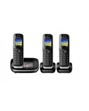 Panasonic Schnurlostelefon Anrufbeantworter DECT + 2 zusätzliche Handsets Schwarz (KX-TGJ323GB)