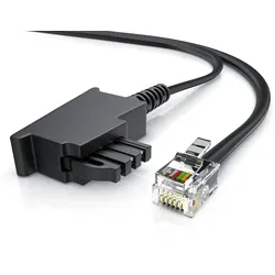 CSL - 10m Telefonkabel TAE-F Stecker auf RJ11 Stecker − Int. Norm 6P4C / 4-polig belegt − Flachkabel - TAE-F - schwarz