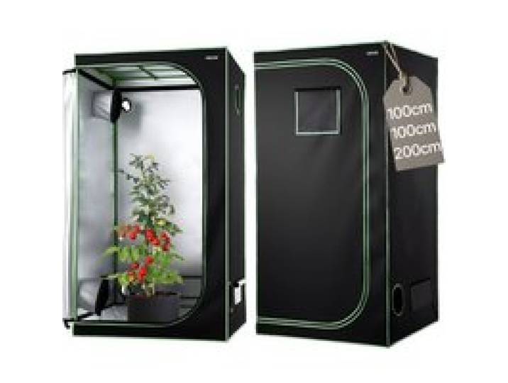 VEVOR Growzelt, 100x100x200 cm, Growbox 600D hochreflektierendes Mylar, Indoor-Pflanzenzelt mit Beobachtungsfenster, Bodenwanne & Reißverschluss, Gewächshaus Zuchtzelte für Obst, Blumen & Gemüse