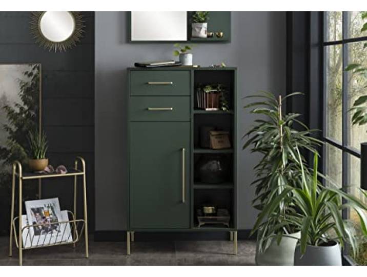Schildmeyer Kent 151130 Buffet Haut\, Vert forêt/doré\, 67\,1 x 33\,1 x 117\,4 cm