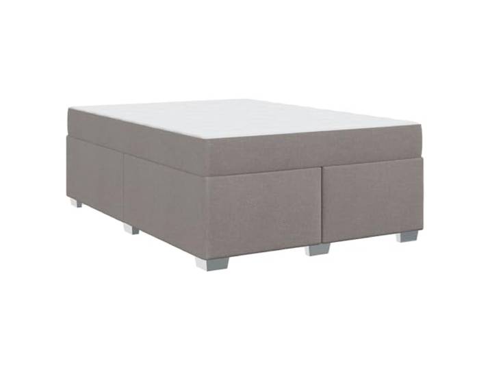 PUGYNBK Bettgestell mit Matratze, Taupe, 140 x 200 cm Taschenfederkernmatratze, mittlere Festigkeit, atmungsaktives Gewebe, fester Lattenrahmen